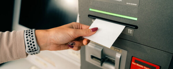 Thermal printer issuing a ticket in an ATM