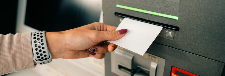 Thermal printer issuing a ticket in an ATM